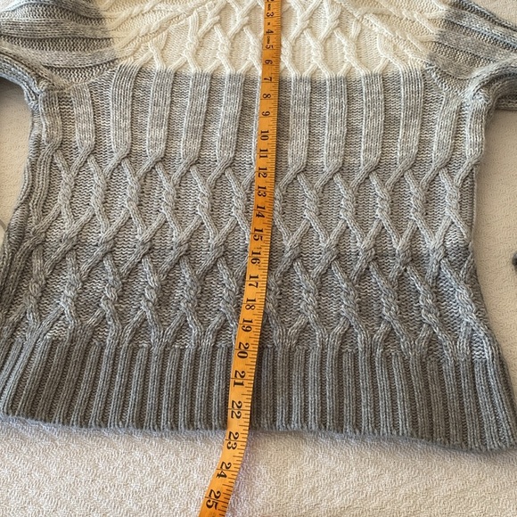 Max Studio Gray and Cream Cable Knit Sweater - Picture 8 of 8